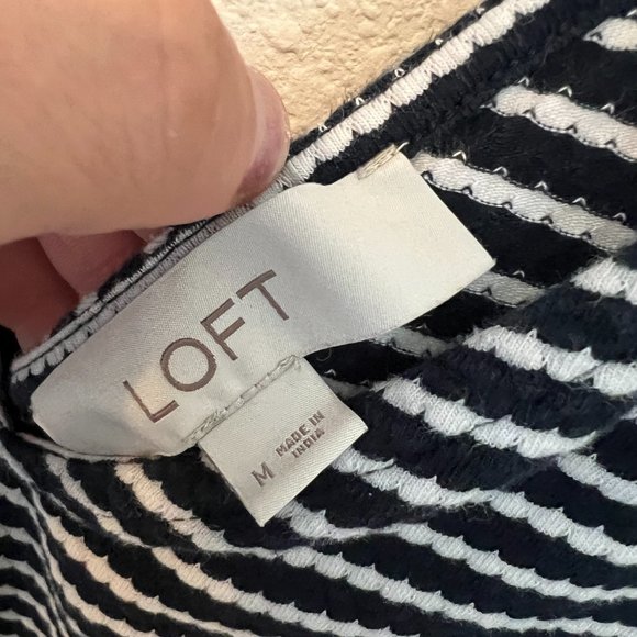 LOFT Scalloped Stripe Flounce Dress - Picture 3 of 3